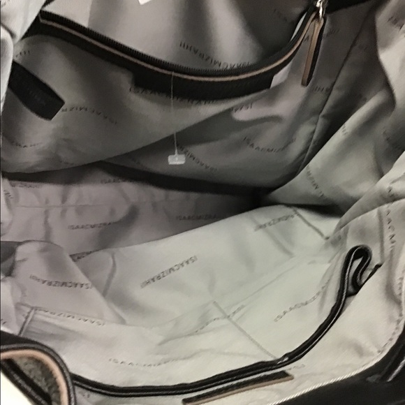 Isaac Mizrahi Black Leather Drawstring Backpack-NWOT - Picture 4 of 14